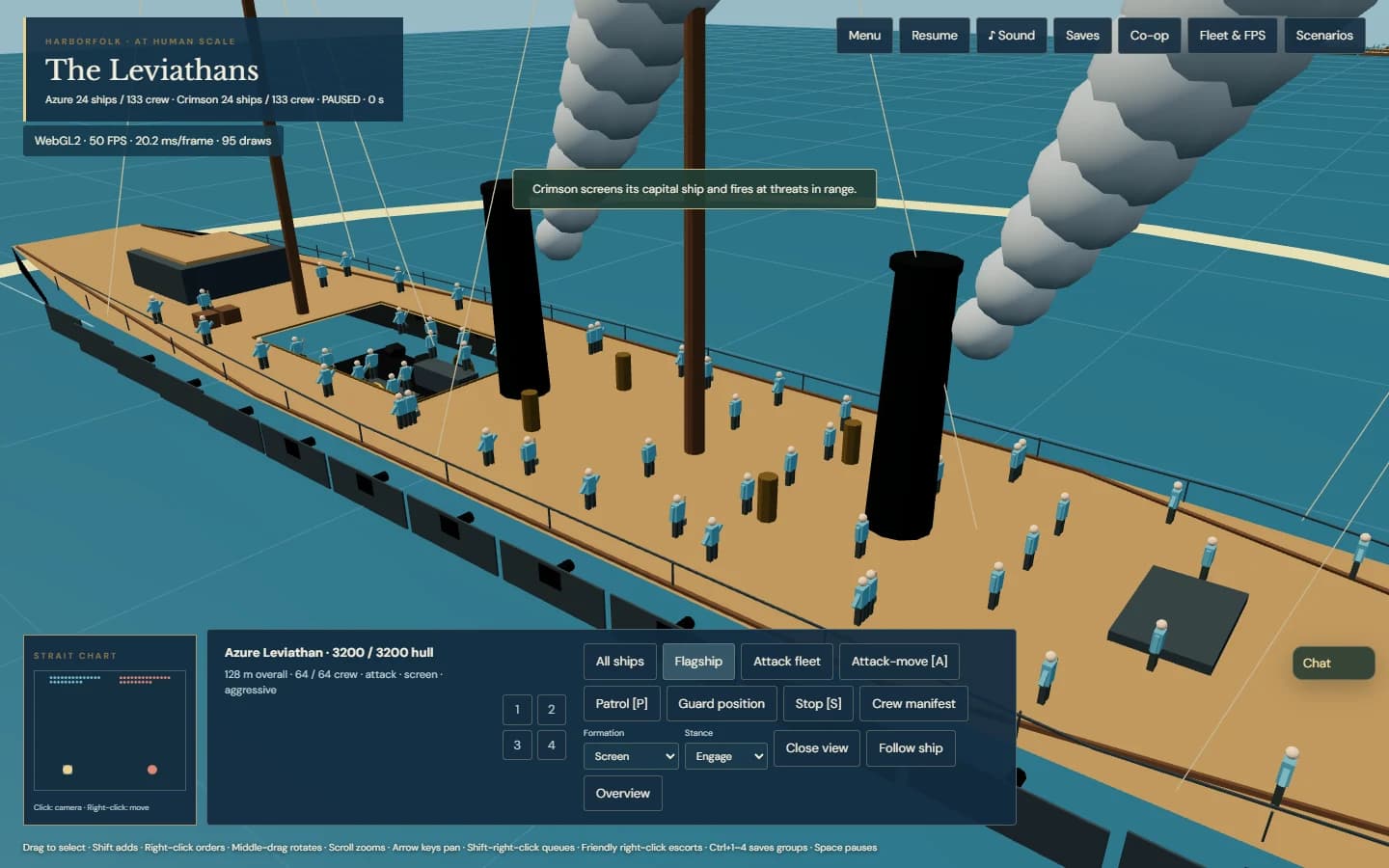 A full-size ironclad deck with dozens of small working crew members