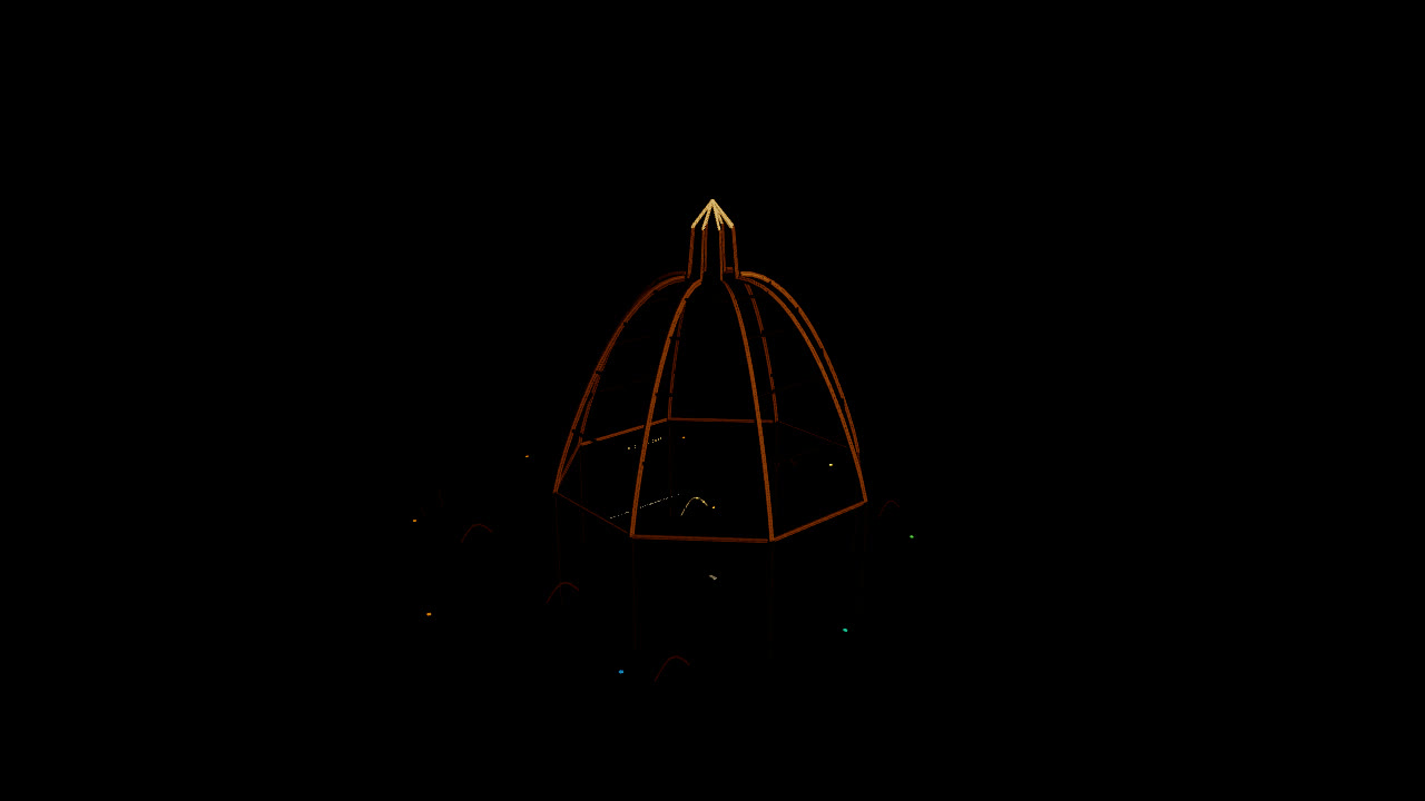 Wide audience-camera view of the dome study