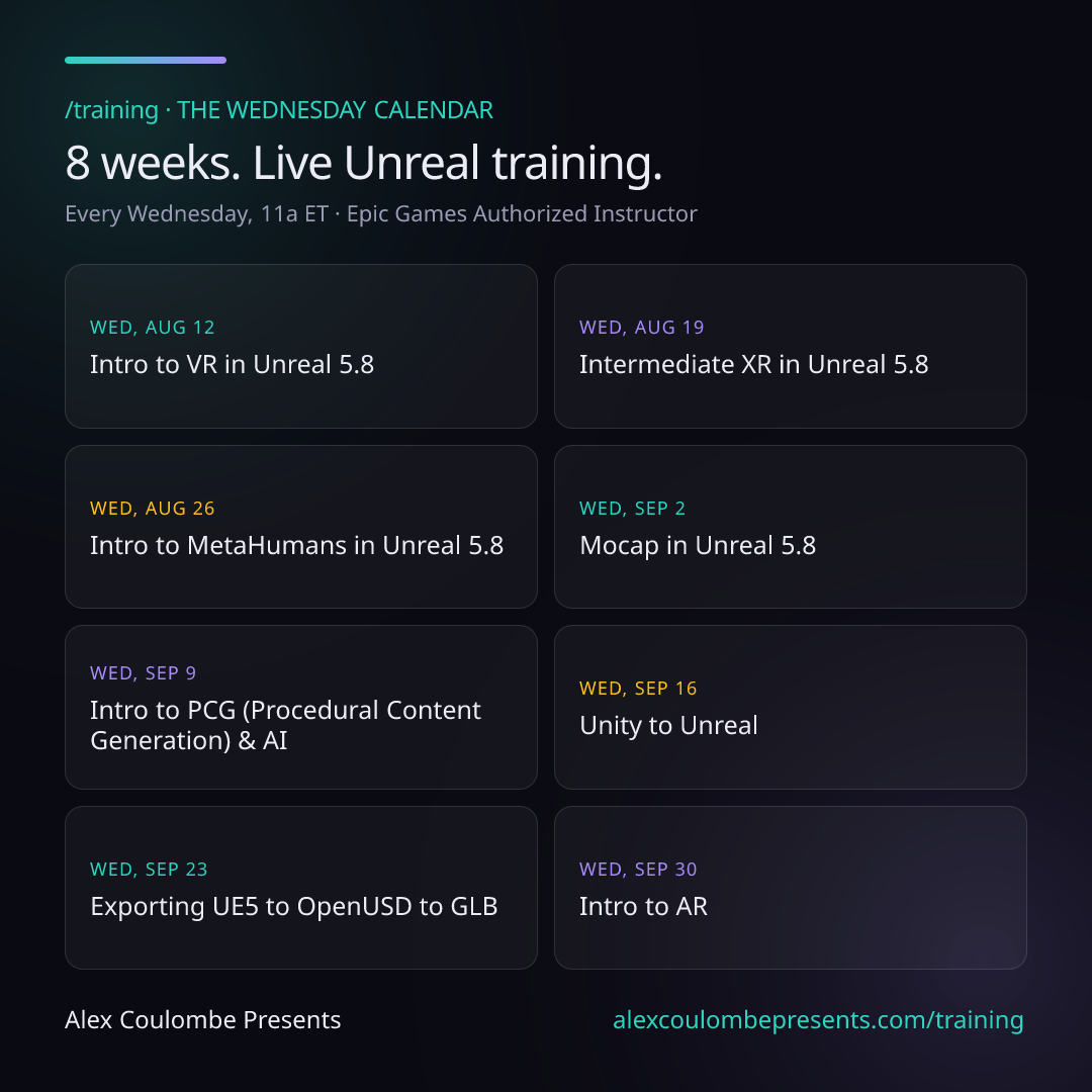 The next 8 Wednesday classes